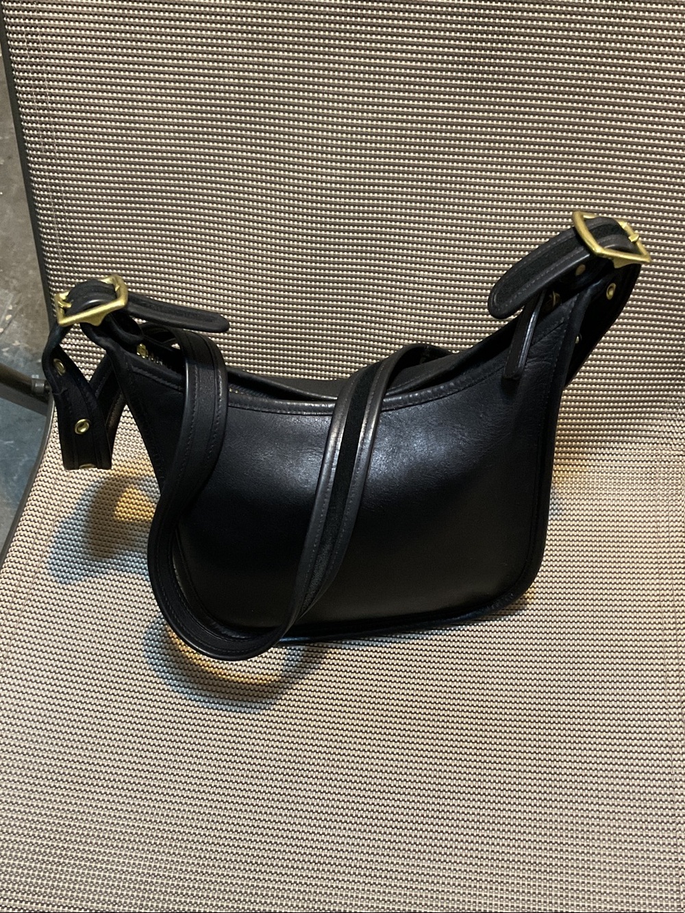 Coach Black Leather Shoulder Bag with Gold Hardware